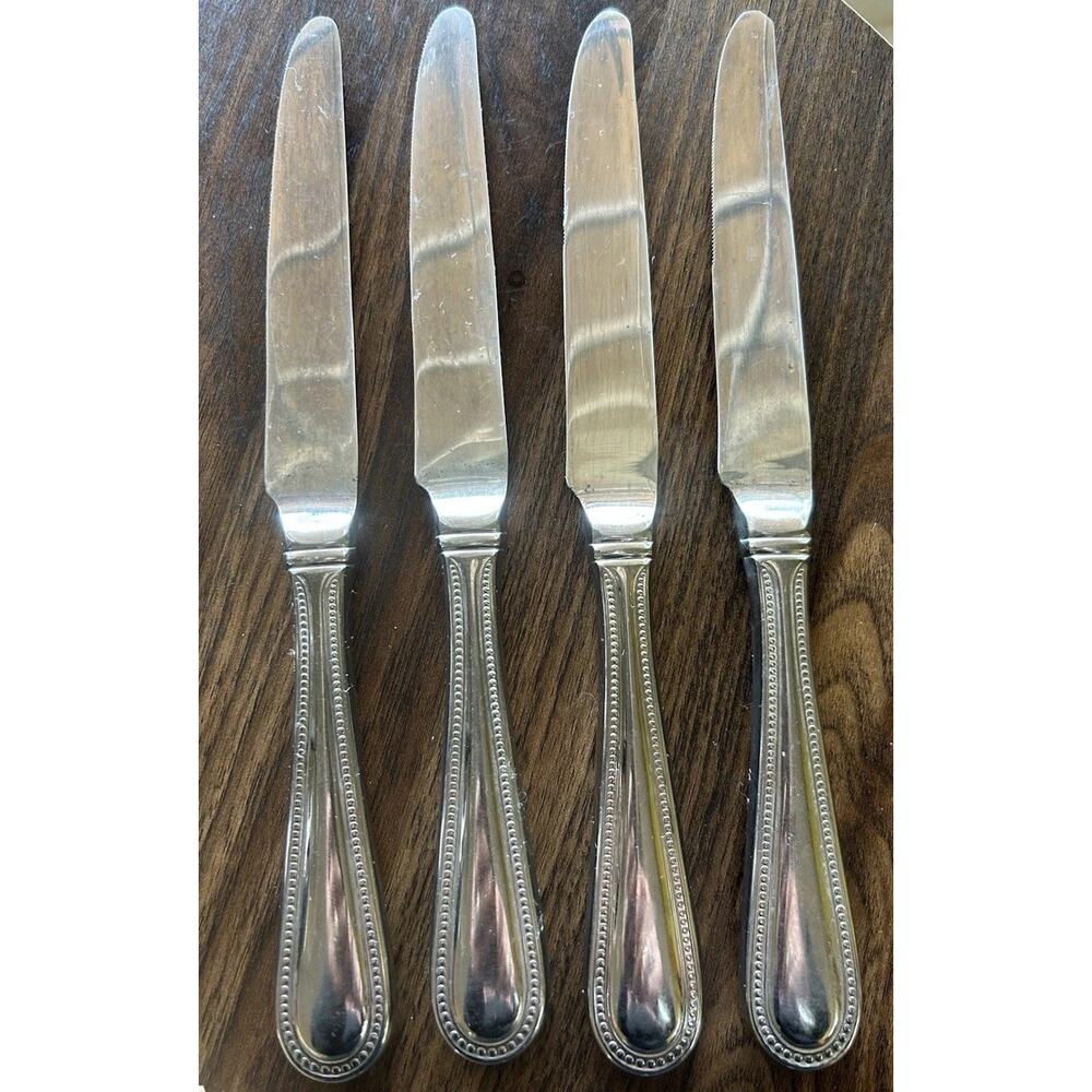 Wallace Continental Bead Flatware Set of 4 Dinner Knives‎ Stainless Steel